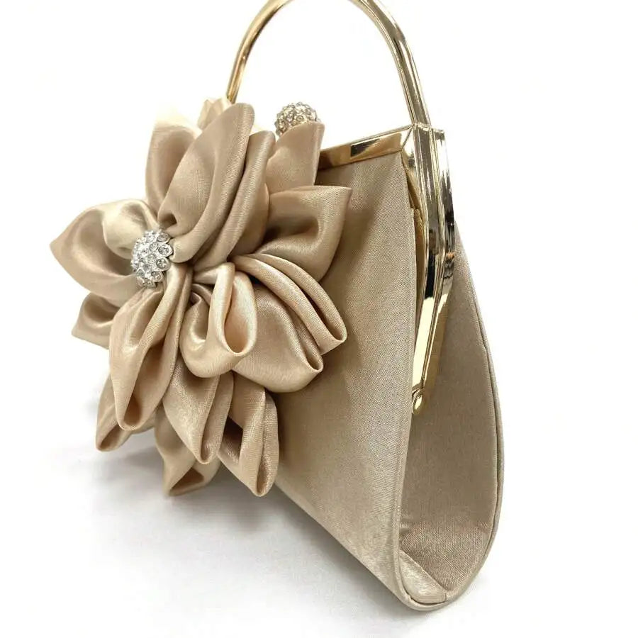 Elegant Women Silk Floral Evening Clutch Purse For Wedding Party