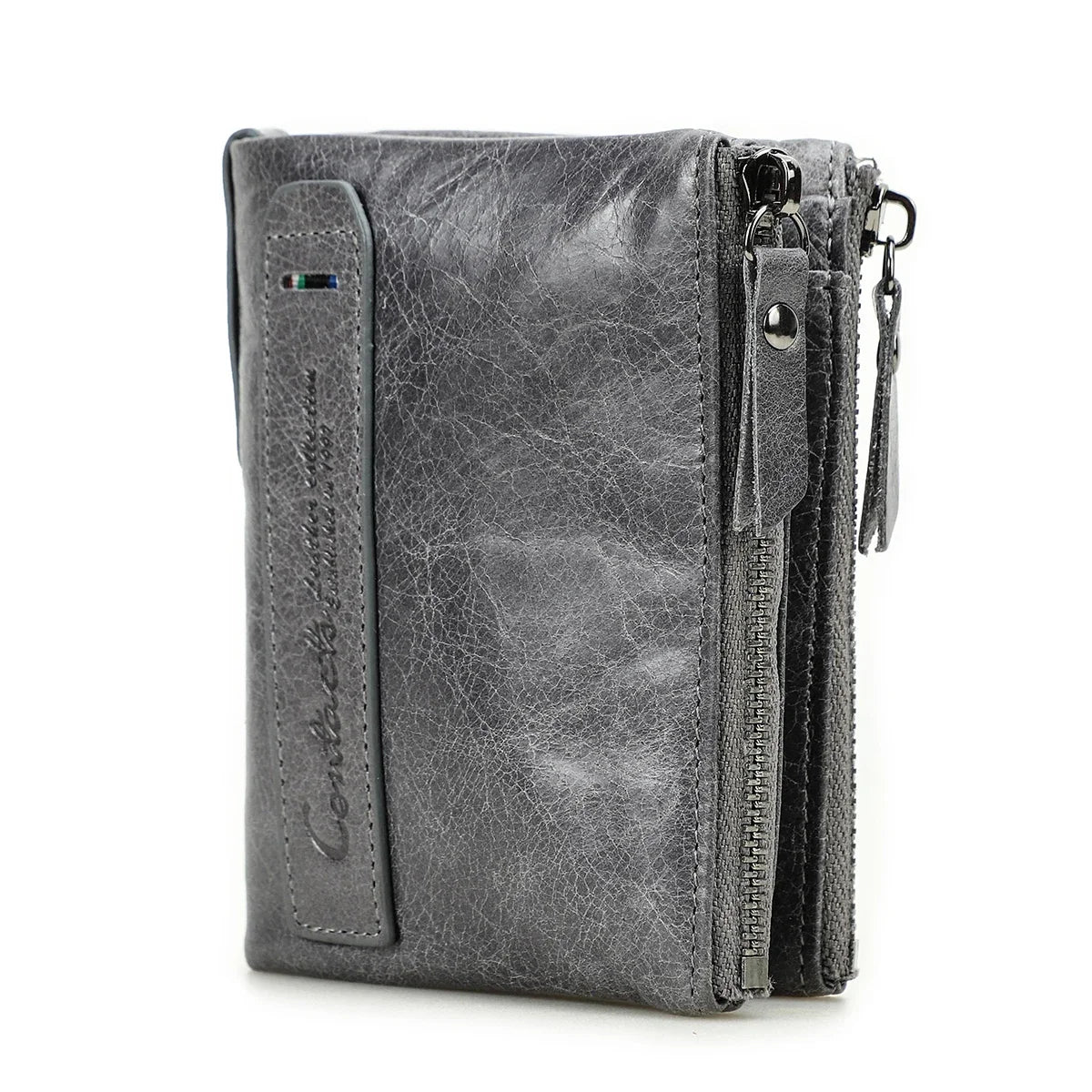 Genuine Leather Short Wallet Card Holder Money Clip Unisex