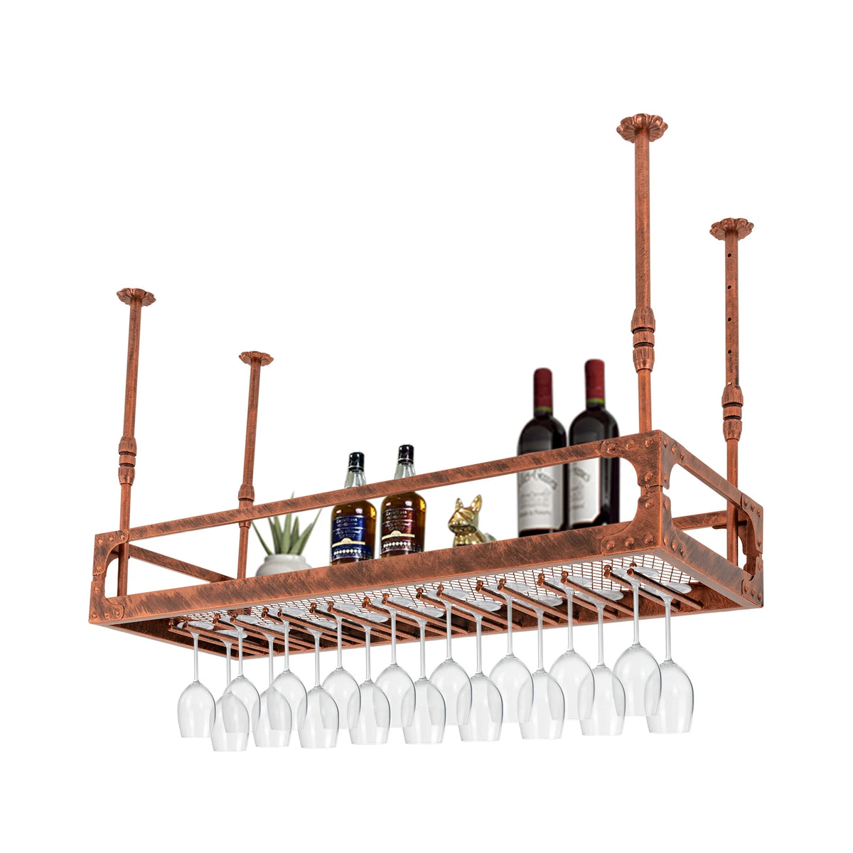 100cm Wine Rack Bar Floating Shelf Wall-Mounted Wine Rack Ceiling Mount Liftable for Hold Wine Bottles Shot Glasses Plants Recipes Home Decor Kitchen Accessories Foldable Dish Towels Photo Frames