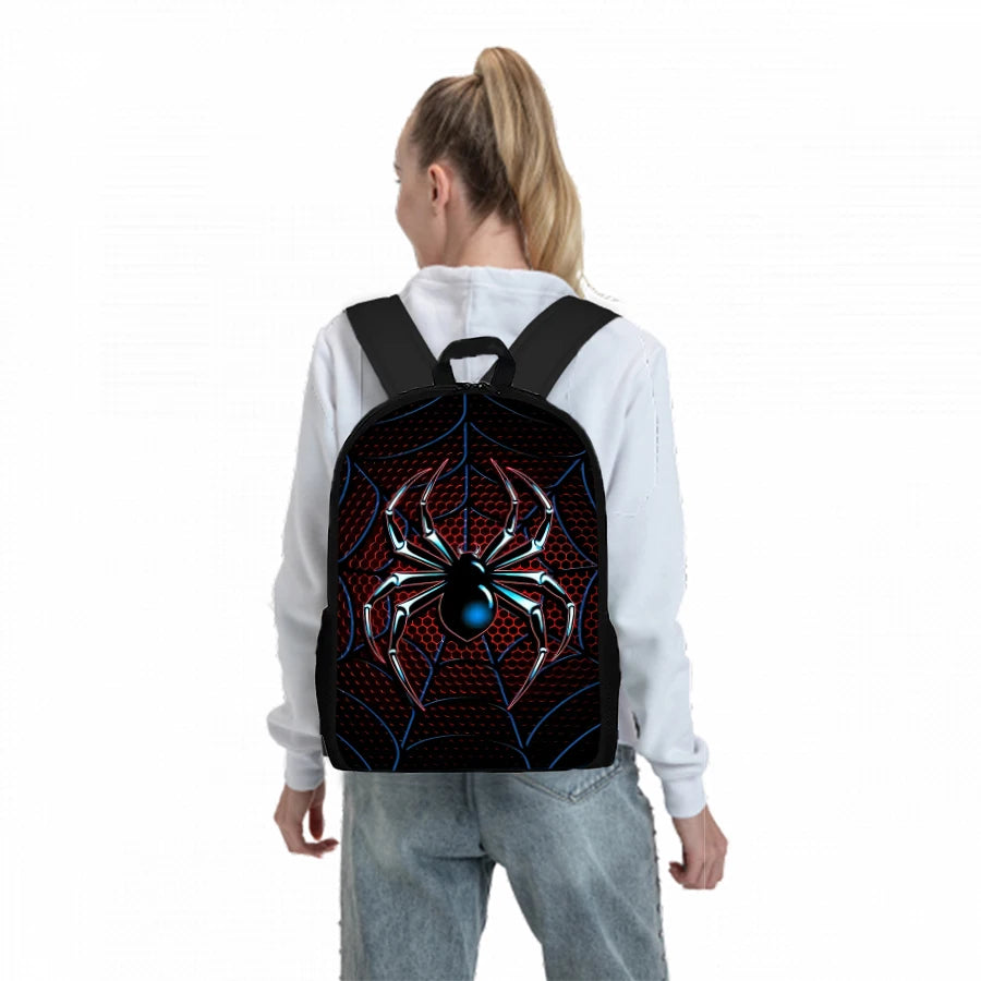 Spider Pattern Kids Backpack Set 3D Cartoon School Bags Unisex