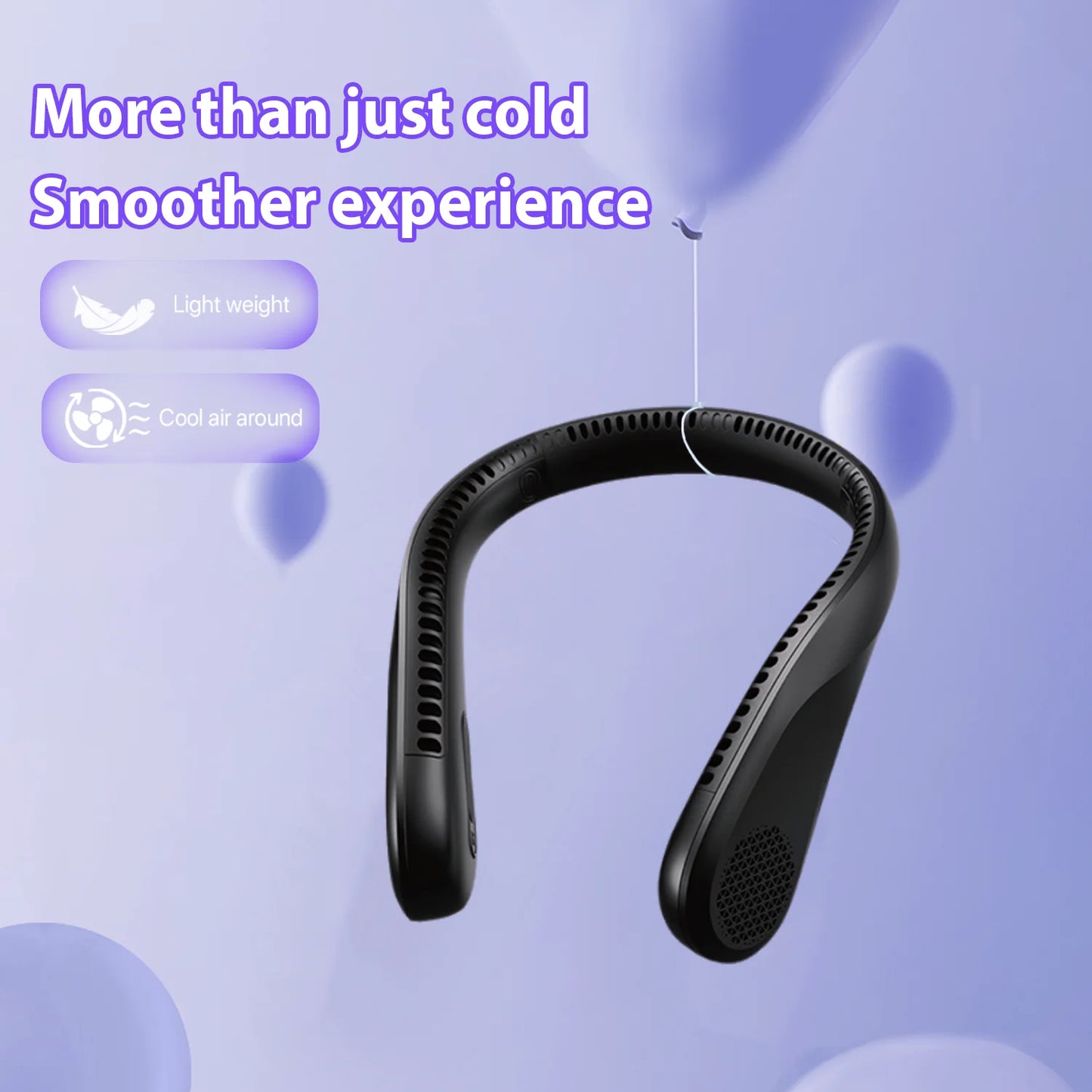 Portable Neck Fan, Rechargeable USB Powered Cooling Fan with 4 Speeds, Hands Free Bladeless, Battery Fan Lasts 4-16Hrs, Black