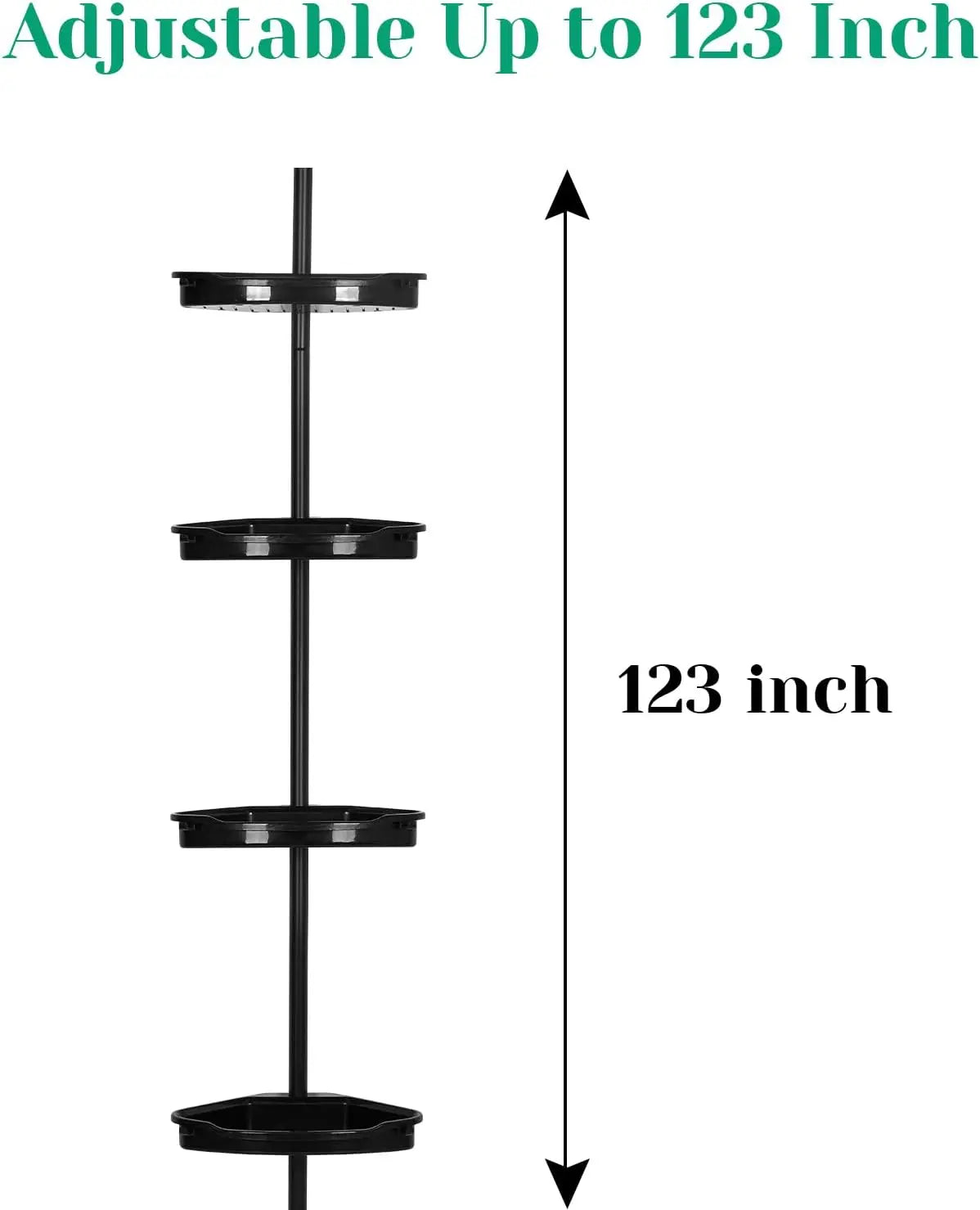 Four Tier Corner Shower Caddy Tension Pole Rustproof Organizer