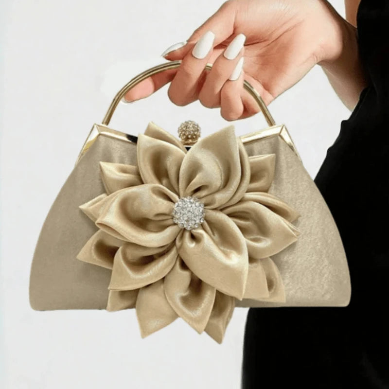Elegant Women Silk Floral Evening Clutch Purse For Wedding Party