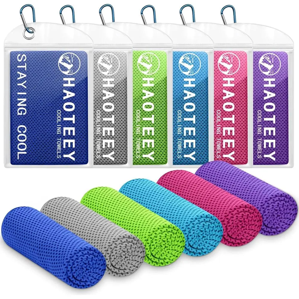 Set of 6 Cooling Towels for Sports, Yoga, Gym, and Outdoor Activities