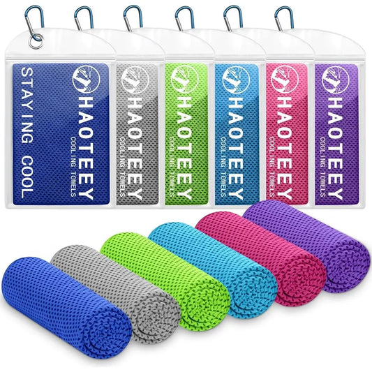 Set of 6 Cooling Towels for Sports, Yoga, Gym, and Outdoor Activities