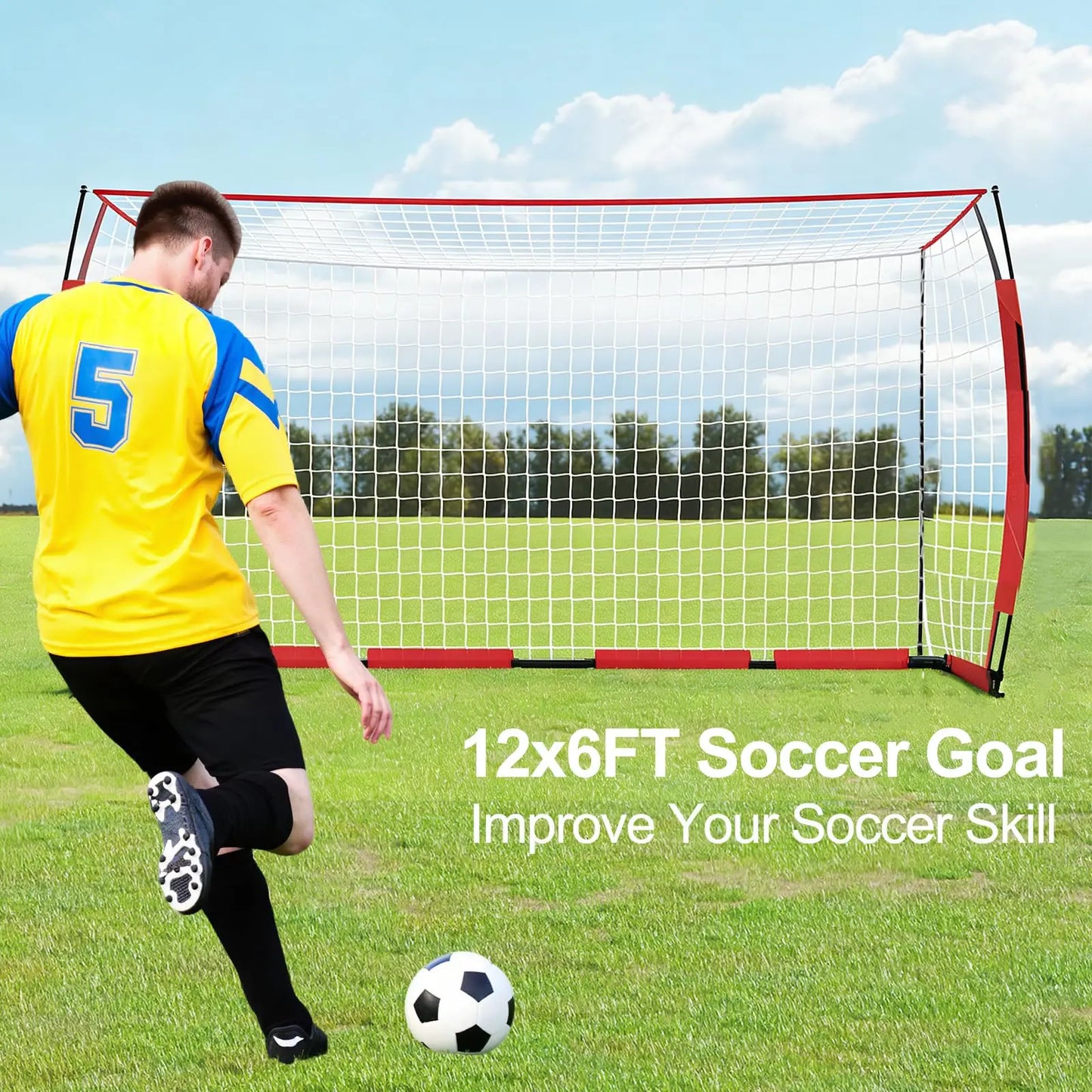 HiMISS Backyard Foldable Metal Frame Soccer Goal With Bag