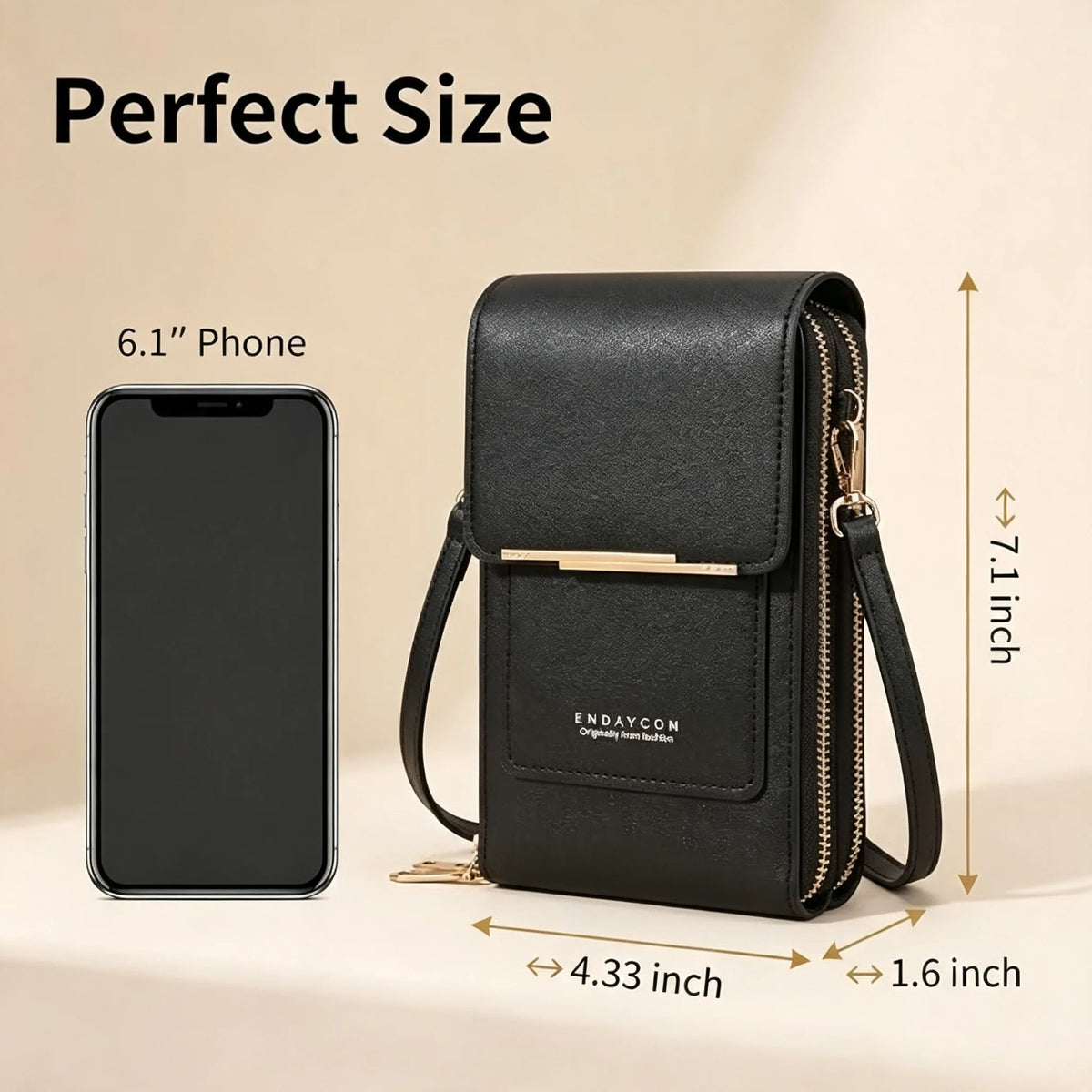 Faux Leather Crossbody Shoulder Purse With Touch Screen Phone Pocket