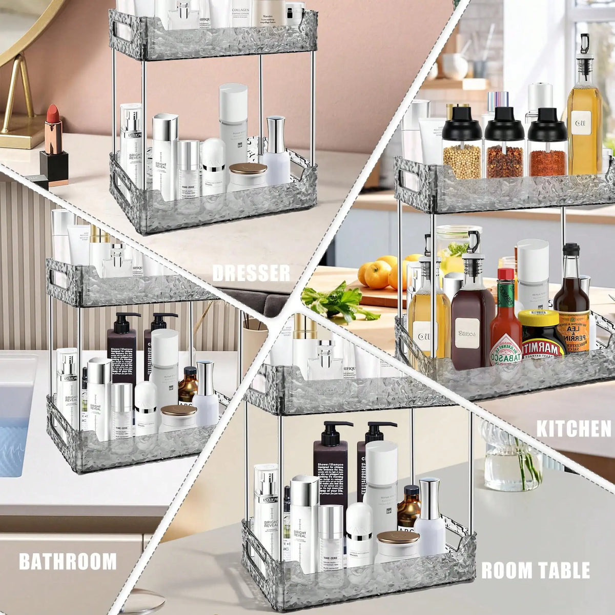 3 Tier Bathroom Counter Organizer, Vanity Makeup Skincare Storage Shelf, Perfume Cosmetic Display Stand for Dresser Countertop