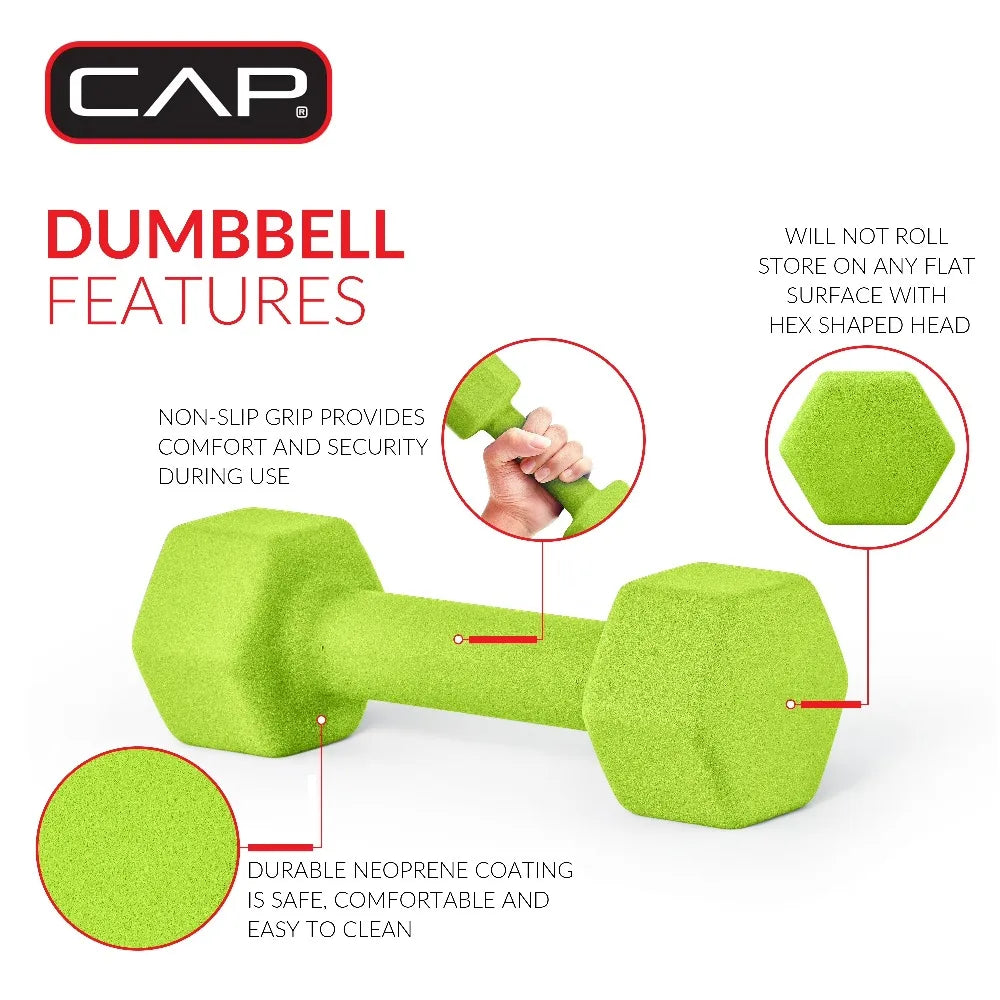 CAP Barbell Neoprene Hex Dumbbell Set for Home Gym Workouts