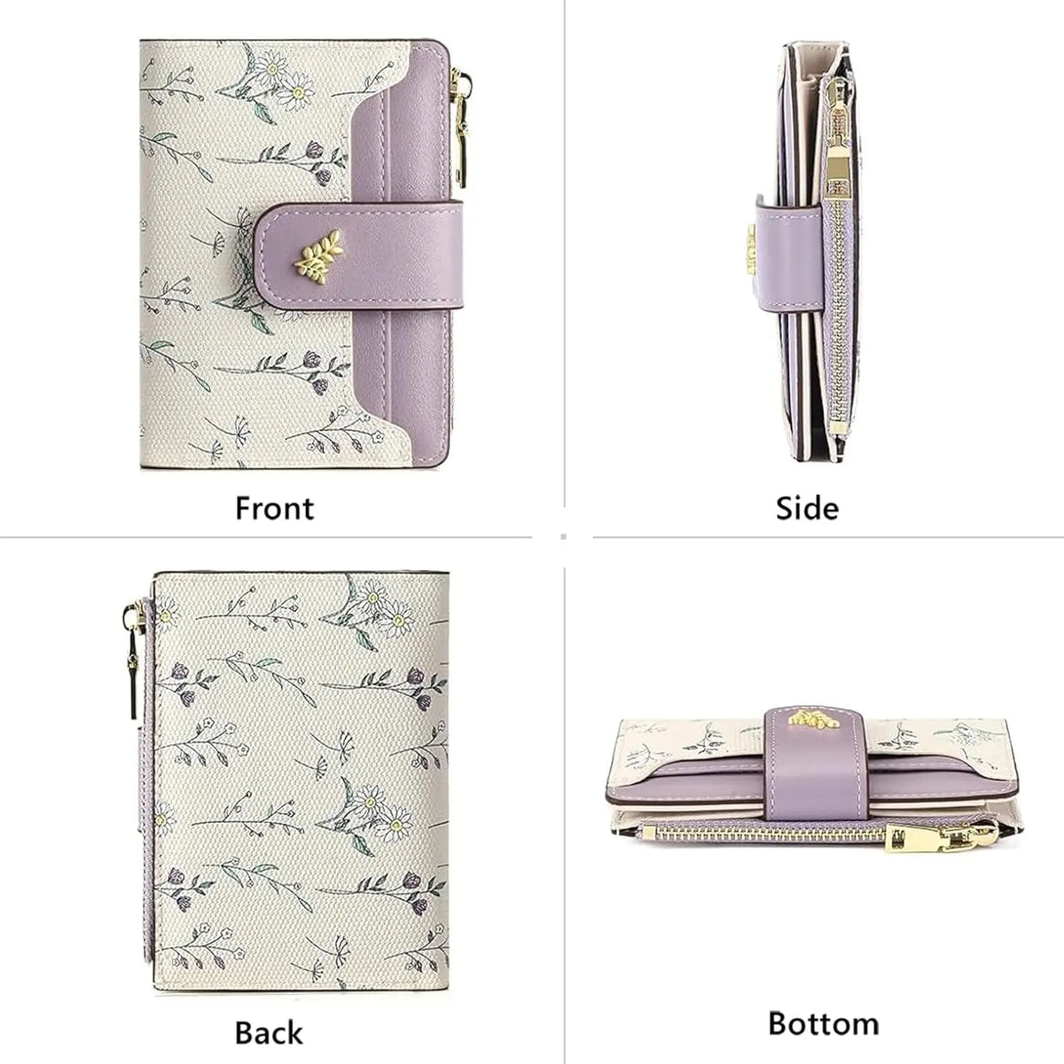 Foldable Synthetic Leather Zipper Coin Purse With Card Holder