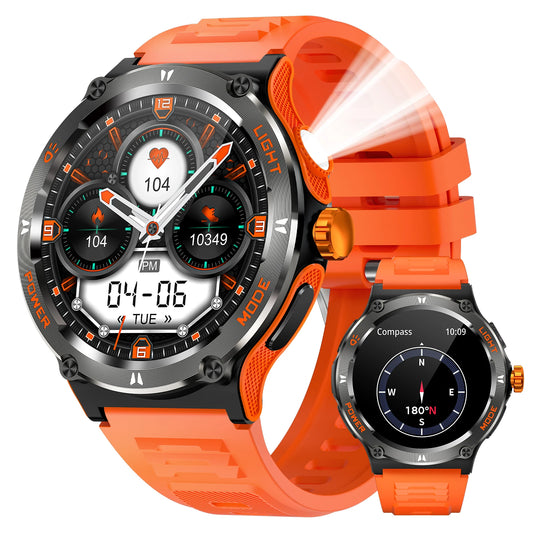 EIGIIS Smart Watch 3ATM Waterproof 1.53" KT76 Men Sport With Compass And LED Flashlight Heart Rate Sleep Analysis Bluetooth Call
