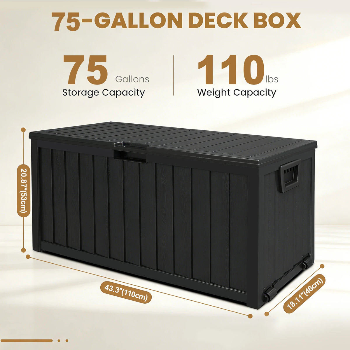 SARENZOON Lockable Outdoor Deck Box With Hinged Door Storage