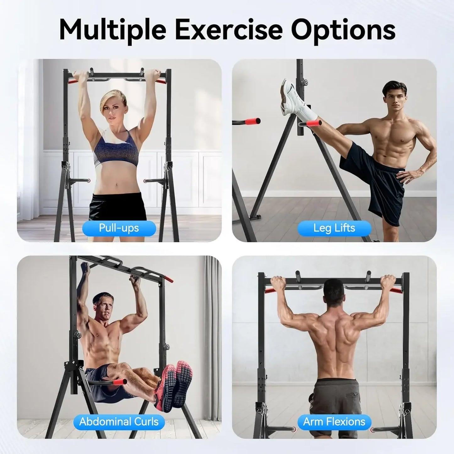 Powerful Tower Pull Up Bar Dip Station For Home Gym