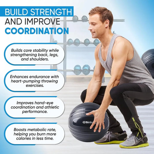 Bintiva Non Bounce Slam Ball For Strength Training And Fitness