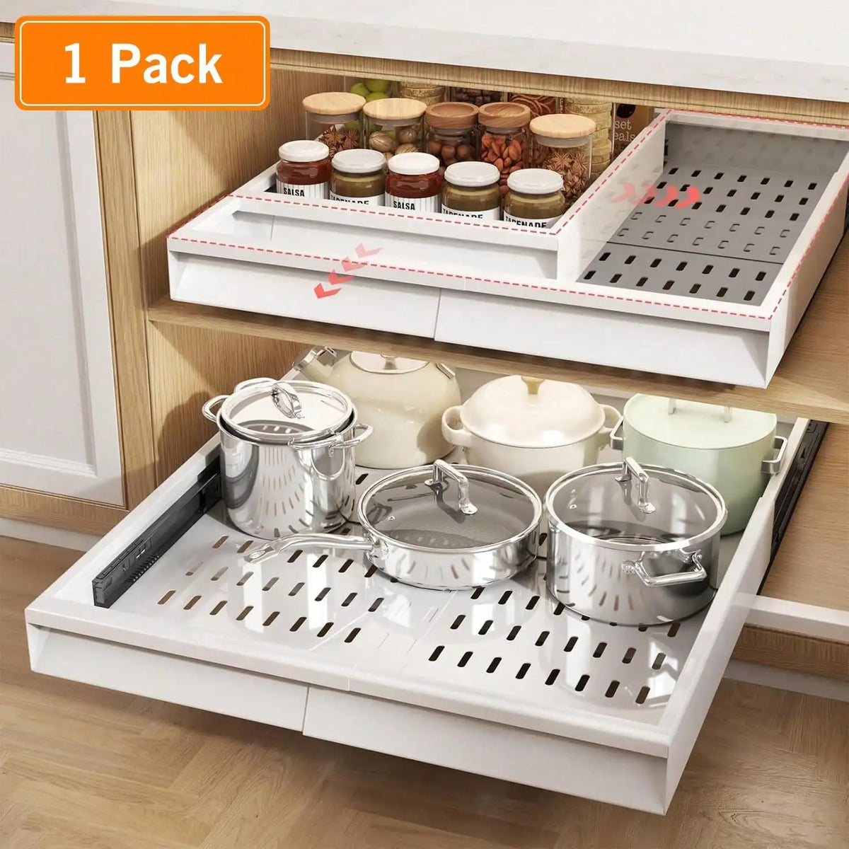 Pull Out Cabinet Organizer With Adjustable Under Sink Storage Rack