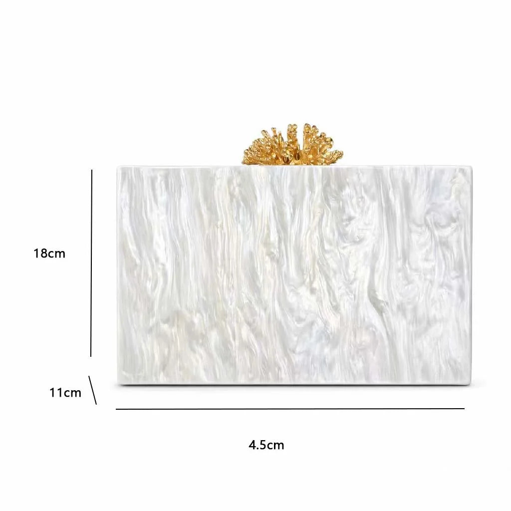 Women Luxury Acrylic Box Chain Clutch Bag Evening Party Handbag