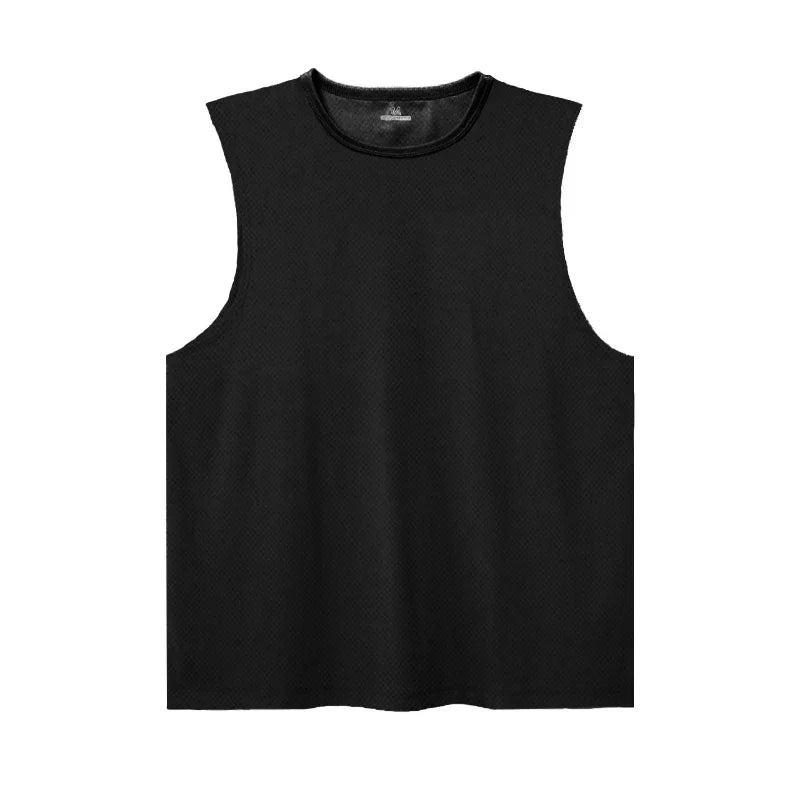 Summer Ice Silk Running Vest Men Sports Fitness Sleeveless T-shirt Quick-dry Mesh Gym T-shirt Breathable Plain Lovers Clothing