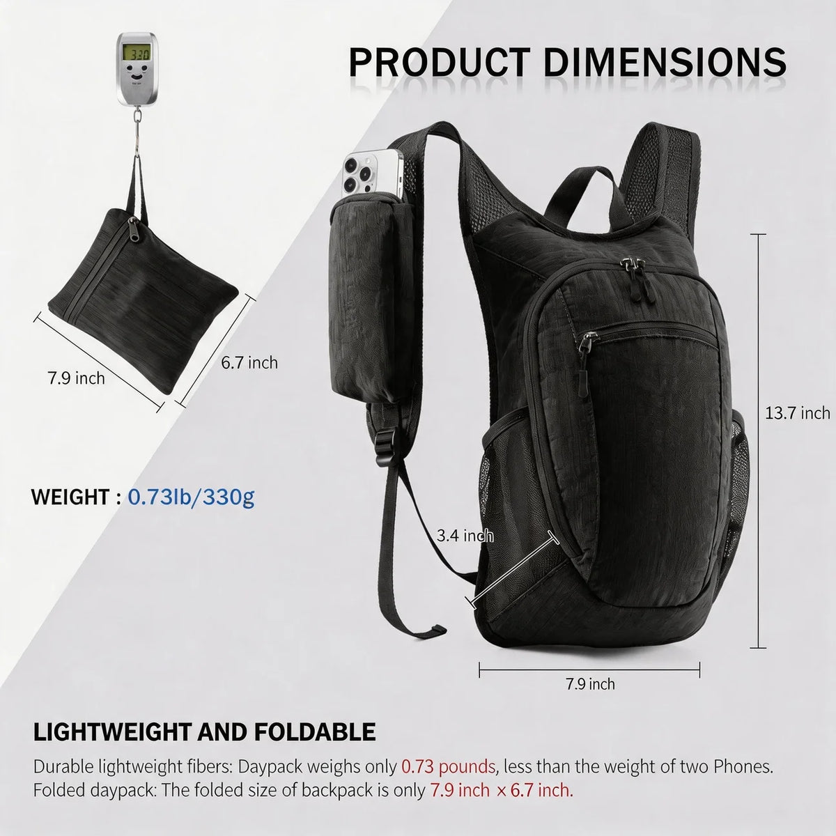 Lightweight Hiking Travel Backpack Foldable Storage Storage Bag for Picnic BBQ