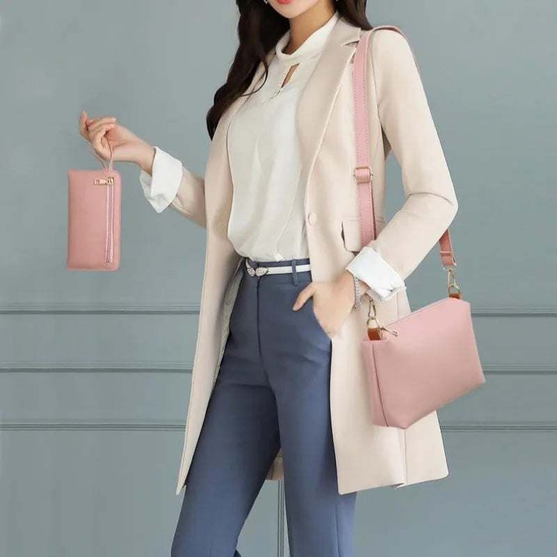 PU Leather 4 Piece Women's Handbag Set Tote Crossbody Clutch