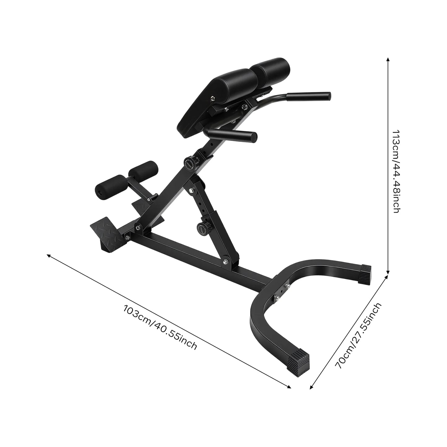 Adjustable Hyperextension Bench With Anti-Slip Pedals For Home Gym