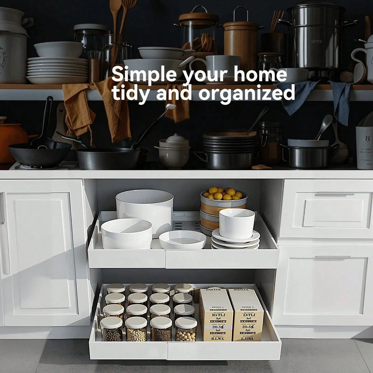 Pull Out Cabinet Organizer With Adjustable Under Sink Storage Rack