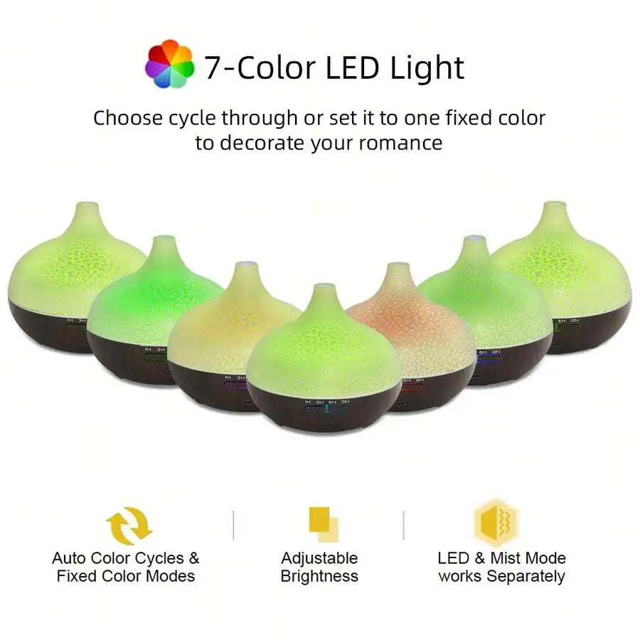 Ultrasonic Essential Oil Diffuser Crack Design Aromatherapy LED Lights
