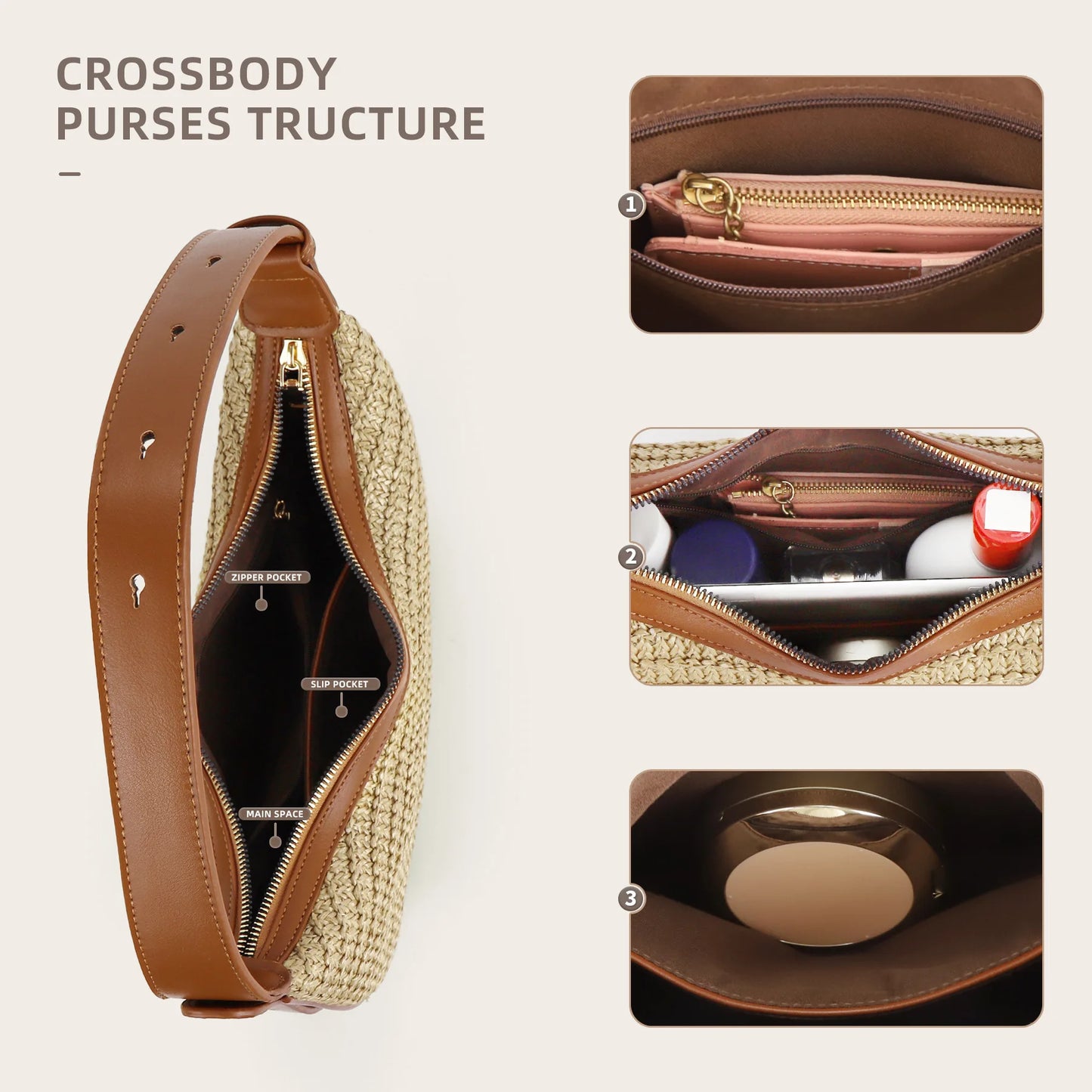 Straw Woven Top-Handle Bag For Women Summer Beach Tote