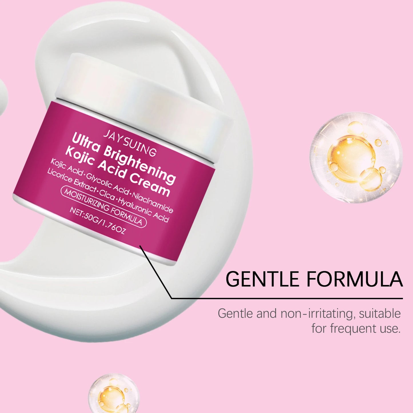 Jaysuing Kojic Acid Brightening Cream 50g Moisturizing Face Cream with Hyaluronic Acid Strengthen Skin Barrier Daily Moisturizer