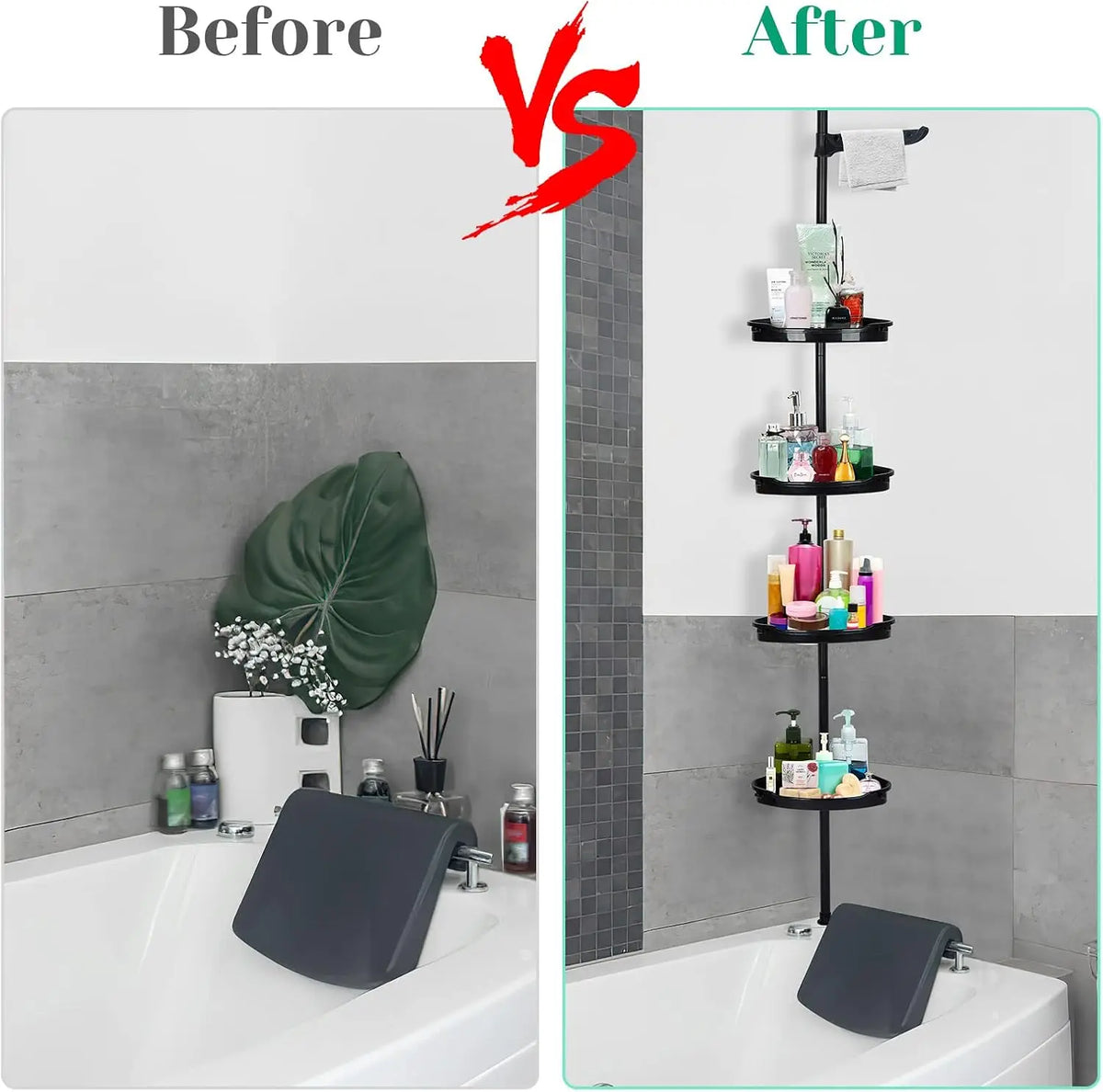 Four Tier Corner Shower Caddy Tension Pole Rustproof Organizer