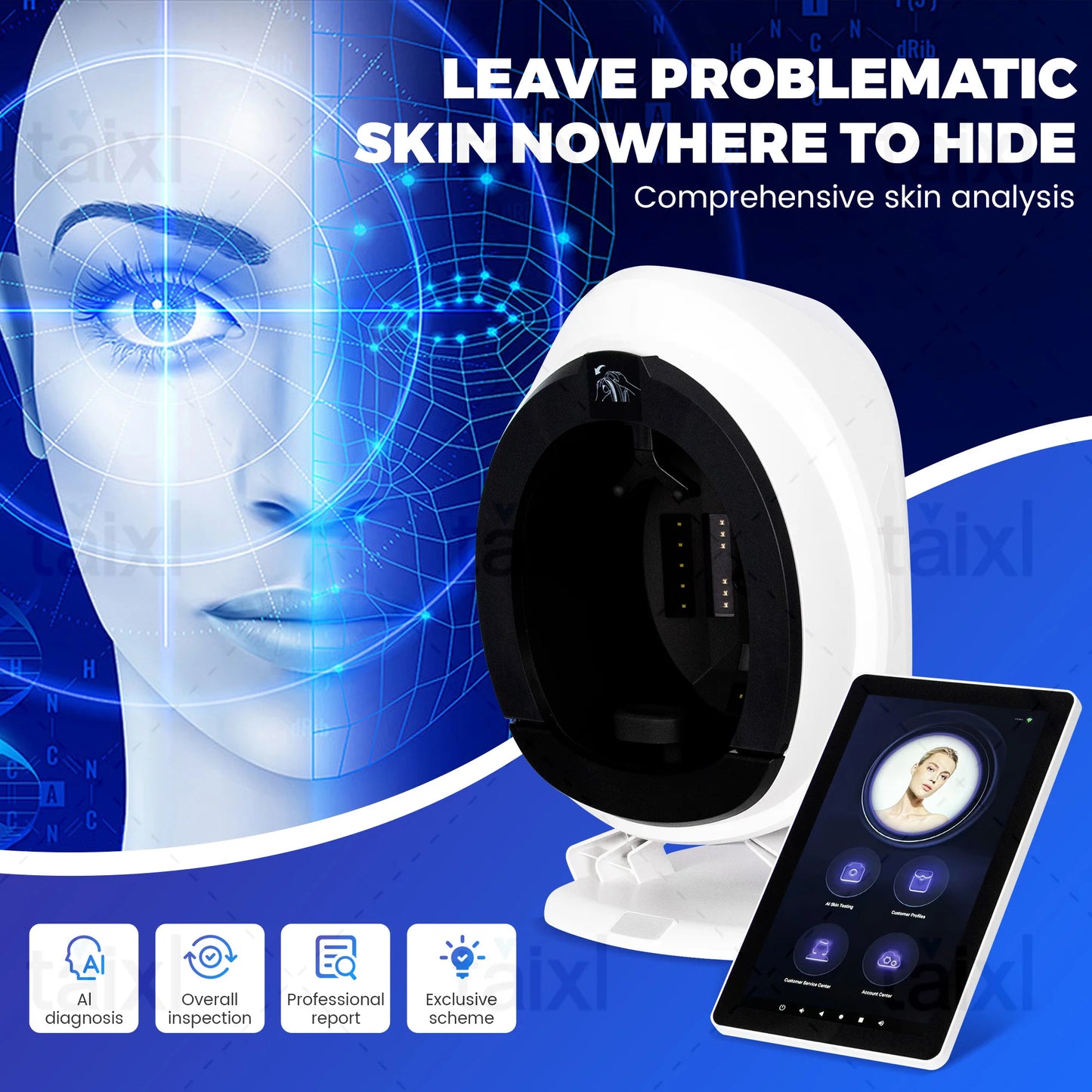 AISIA Q1 Facial Skin Analyzer Detection 3D AI Skin Problem Diagnosis 10 Spectrum Professional Analysis Beauty Salon Equipment