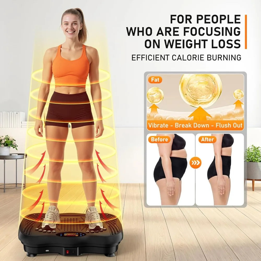 Vibration Plate Exercise Machine, 130 Levels Full Body Workout Vibrating Plate for Lymphatic Drainage Weight Loss