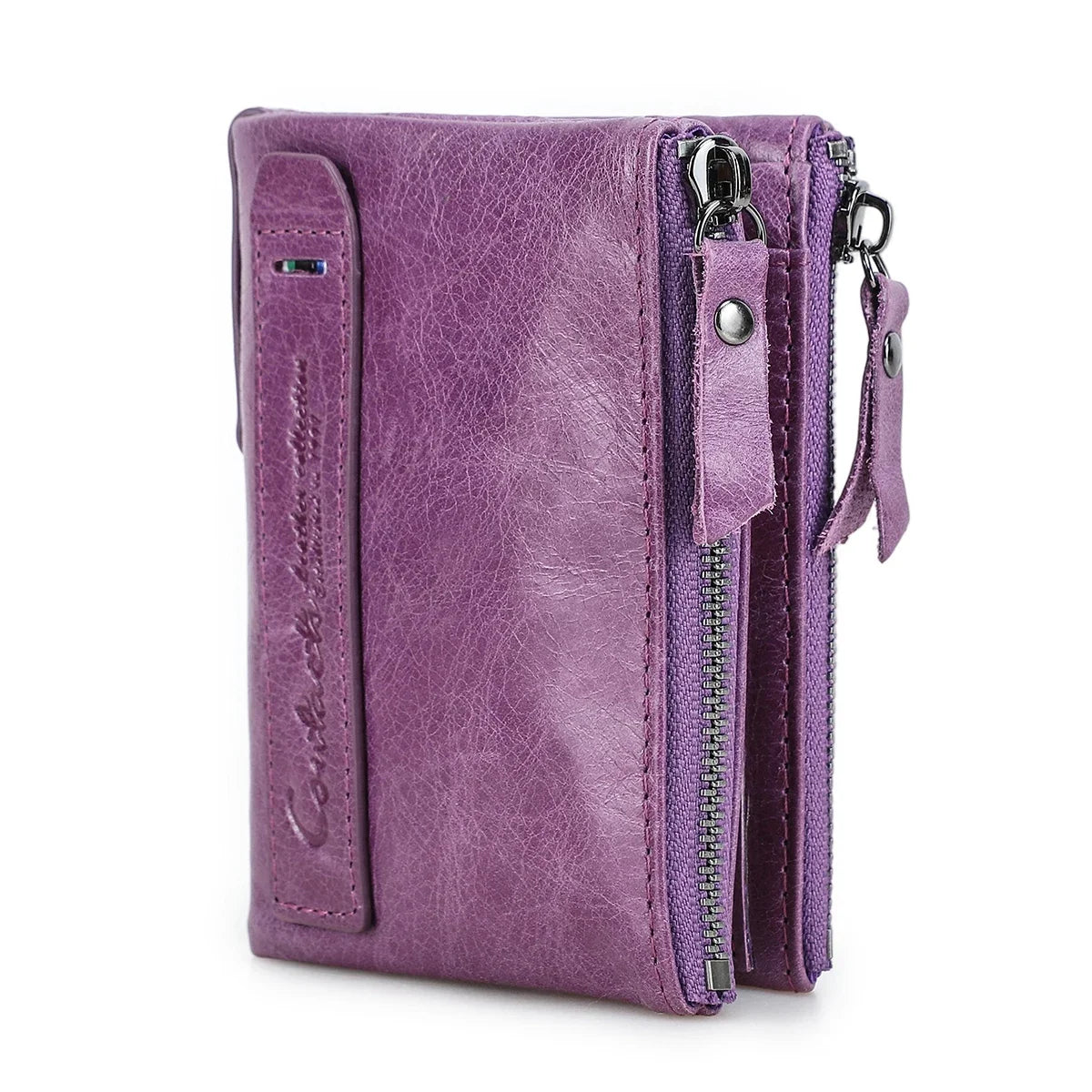 Genuine Leather Short Wallet Card Holder Money Clip Unisex
