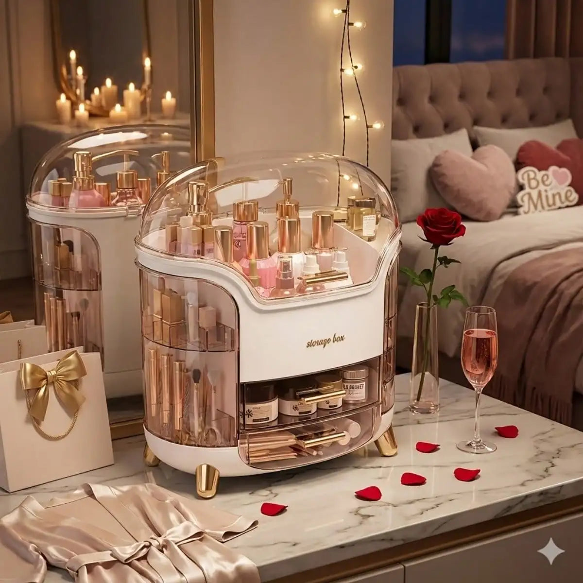 Plastic Vanity Organizer With Drawers For Bathroom Cosmetics Storage