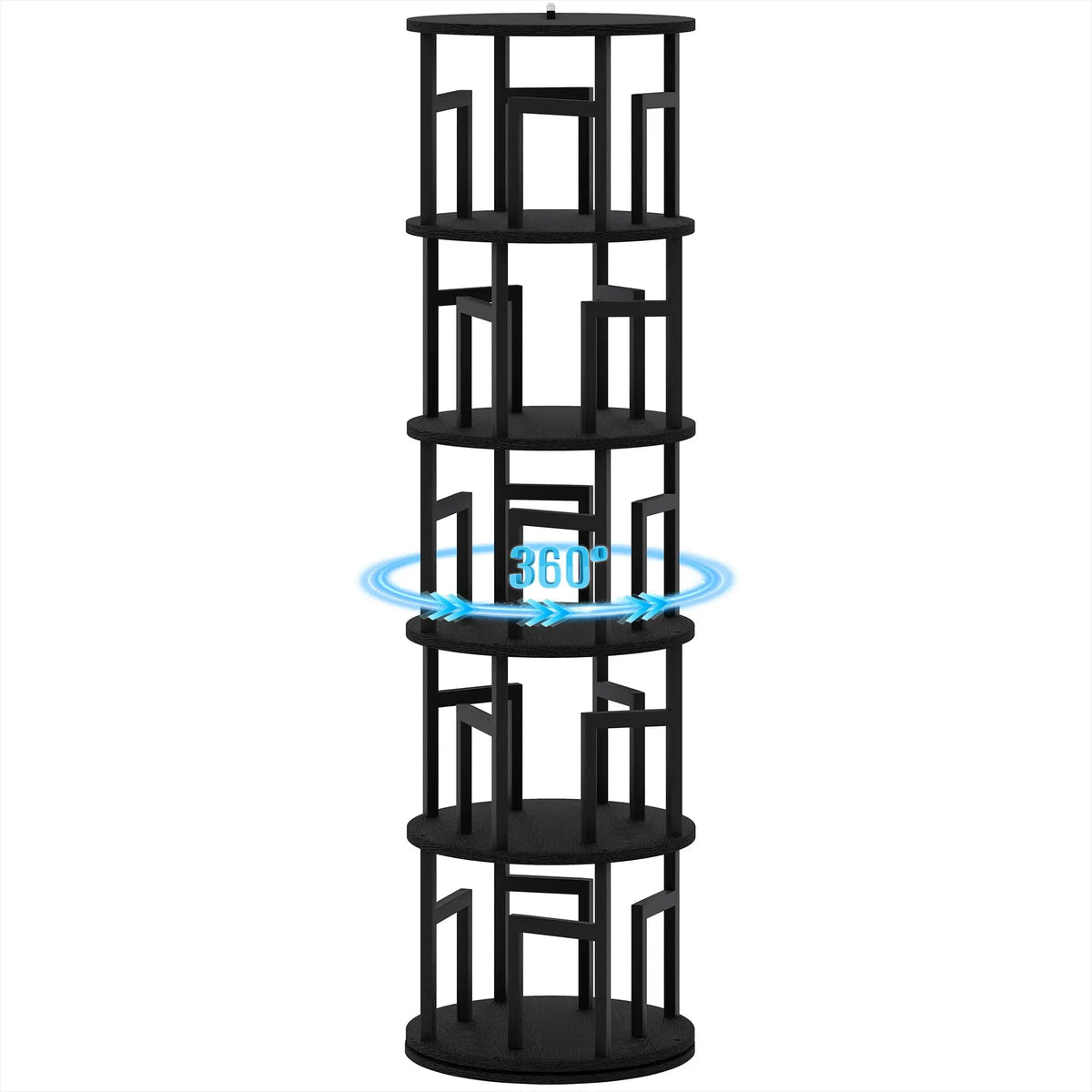 5-Tier Rotating Bookshelf Tower, 360° Spinning Corner Bookcase Holds 100+ Books, 63in Narrow Floor Storage Shelf For Home Office