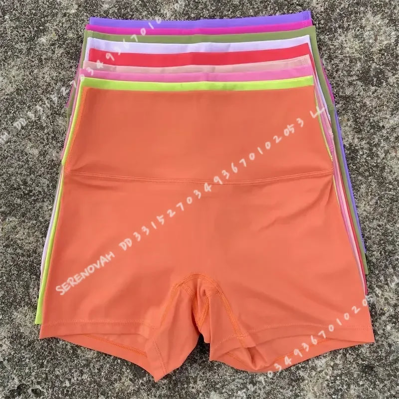 Solid Color Women Fitness Sport Shorts High Waist Athletic Yoga Short Leg Cycling Comprehensive Training Jogging Squat