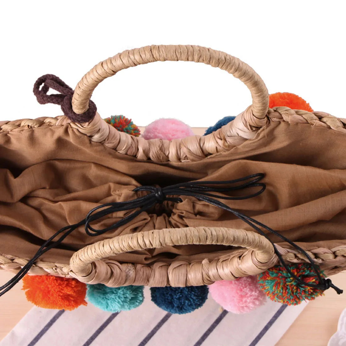 YYW Handmade Straw Woven Bag For Beach And Shopping