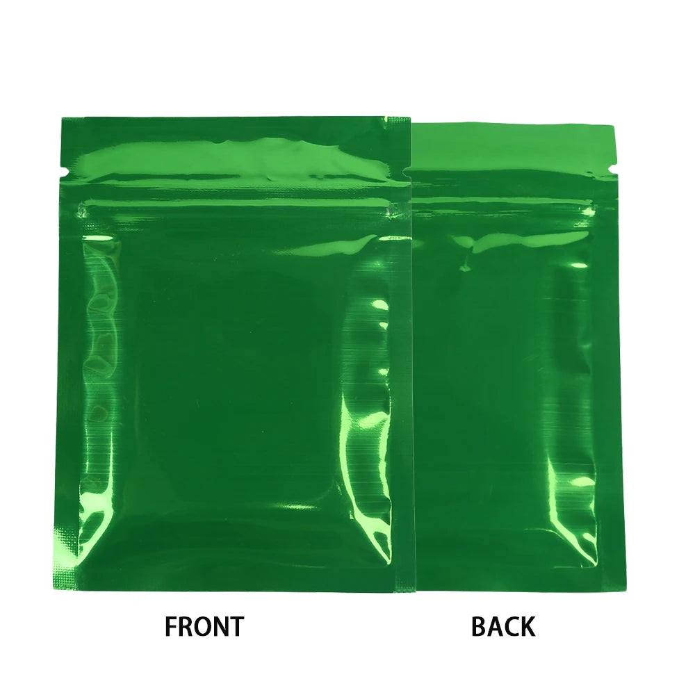 Flat  Aluminum Foil Mylar Ziplock Pouches Various Size Glossy Bag, 100pcs Heat Sealing Zipper Organizer Storage Bags