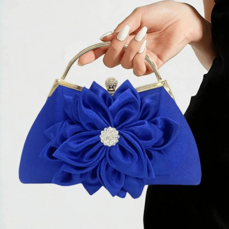 Elegant Women Silk Floral Evening Clutch Purse For Wedding Party