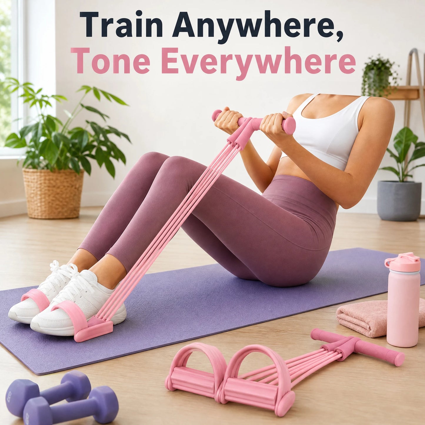 Six Tube Resistance Band Pedal Trainer For Home Strength Training