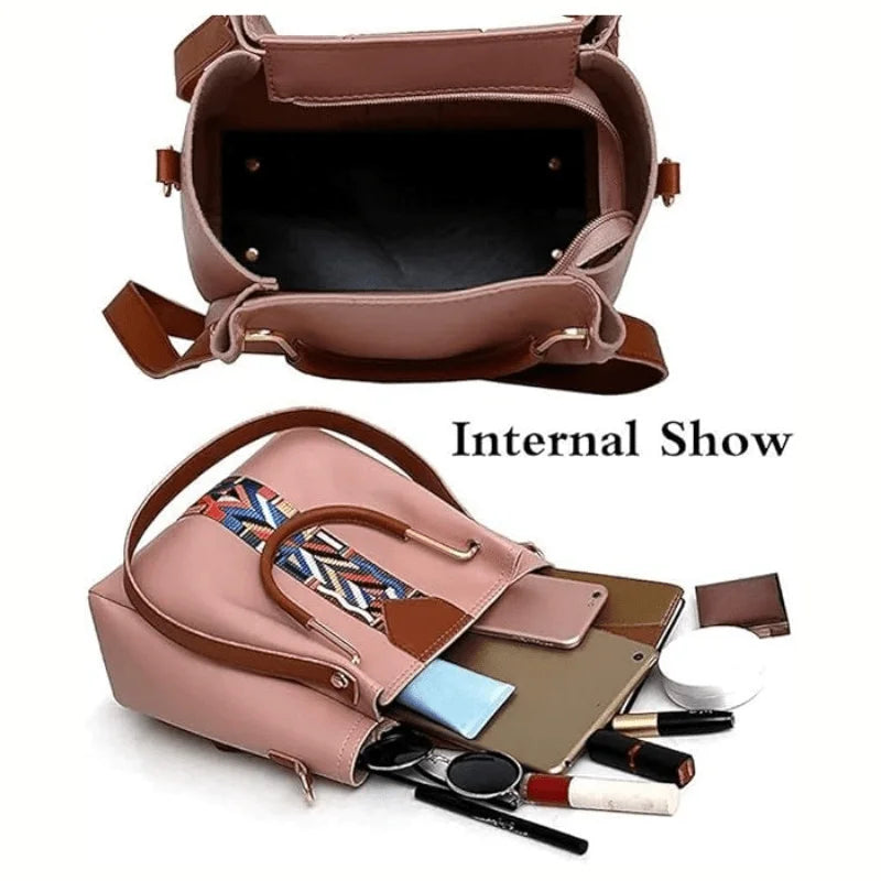 PU Leather 4 Piece Women's Handbag Set Tote Crossbody Clutch