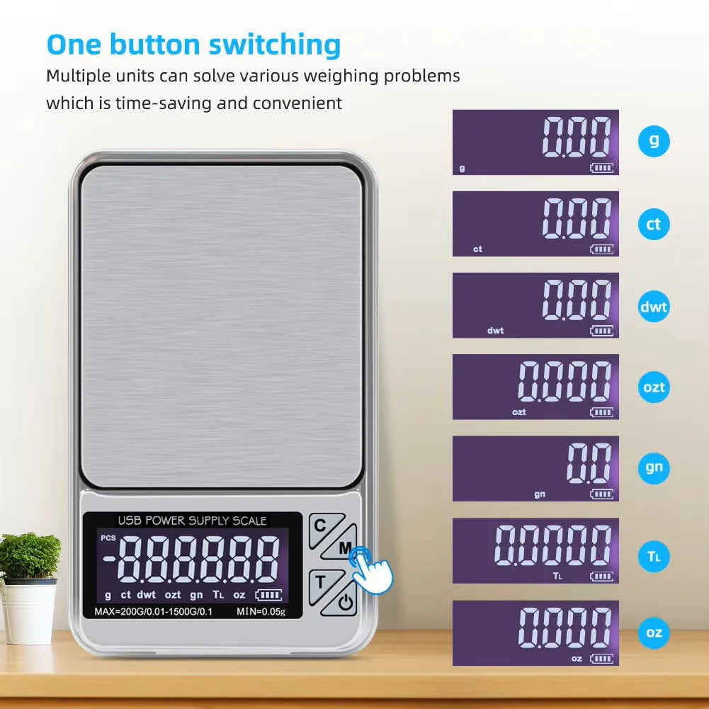 Multifunctional Pocket Scale - LED Digital Shows Digital Tiny Pocket Scale for Gram Food Jewelry Ounces/Grains Powder Weighing