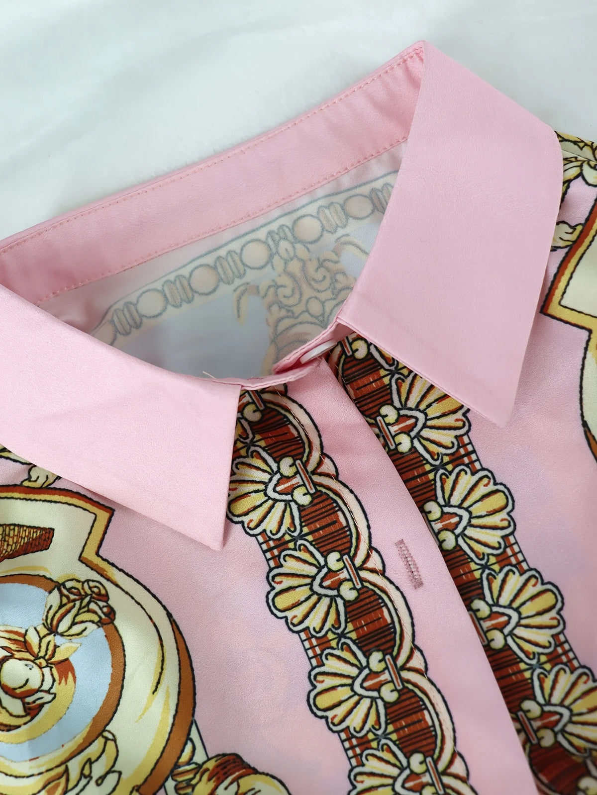 Women's Ornate Print Long Sleeve Shirt And Pants Matching Set