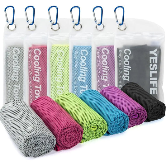 6-Pack Cooling Towels 40x12 - Breathable Workout Towels for Gym, Yoga, Running, and More in Assorted Colors