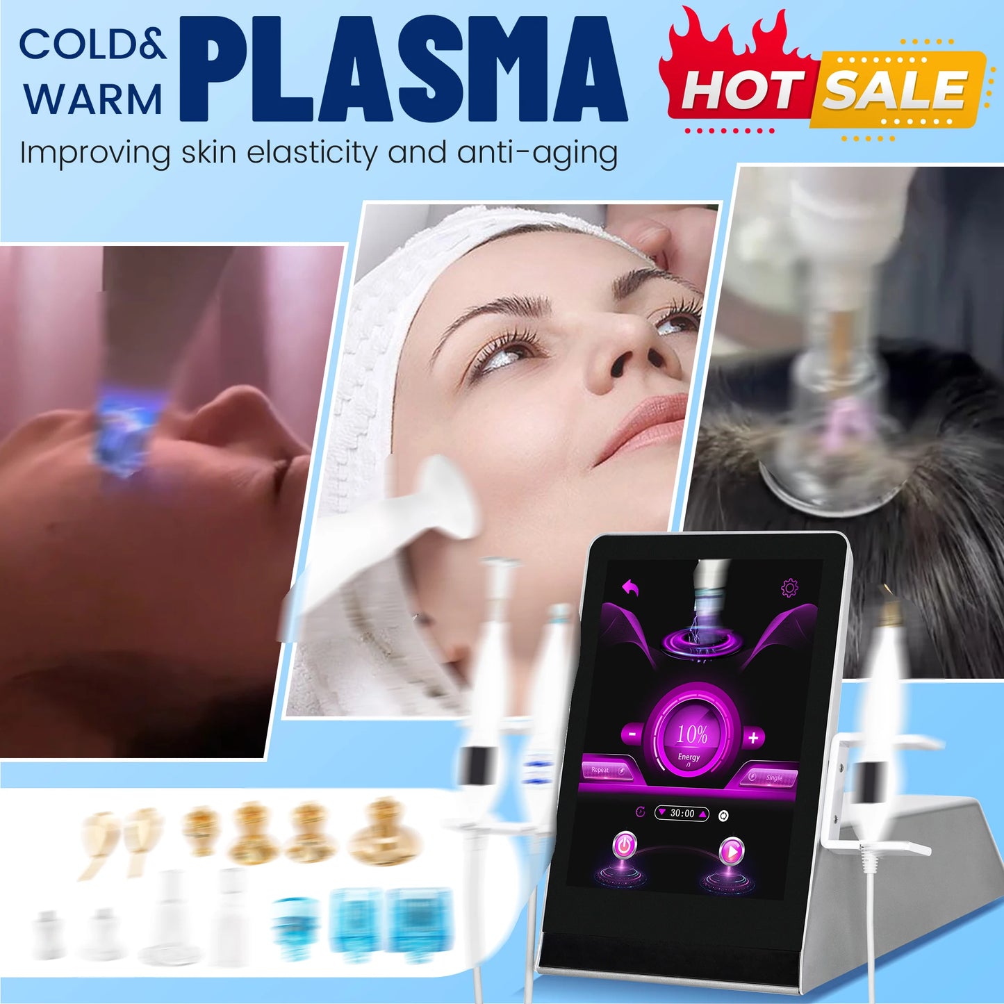 8 In 1 Cold Hot Plasma Pen For Nail Fungus Removal Skin Rejuvenation Acne Scar Treatment Wrinkle Remover