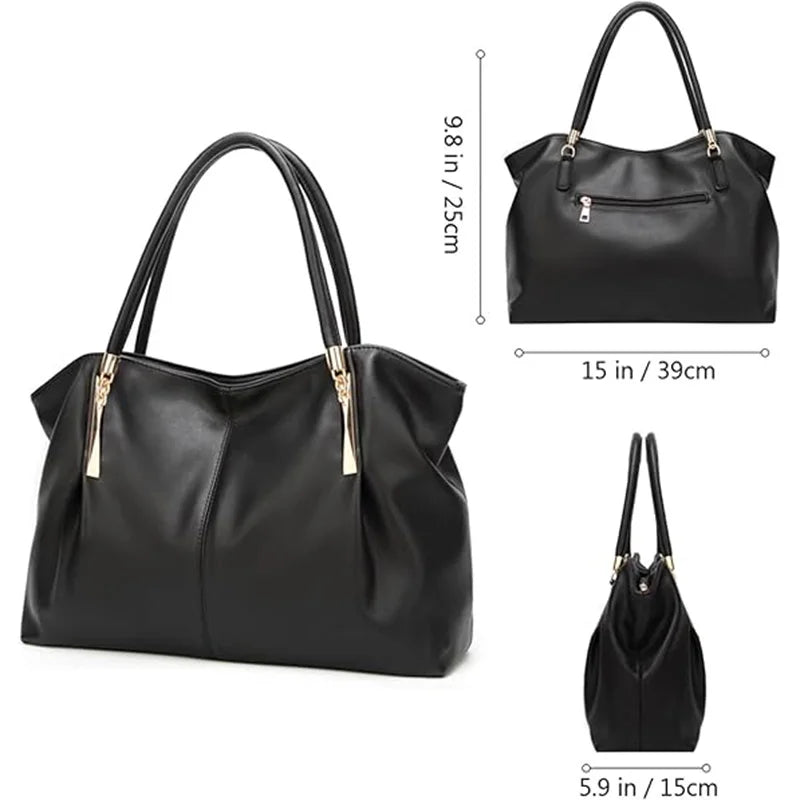 Soft Genuine Leather Tote Bag for Women with Top Handles