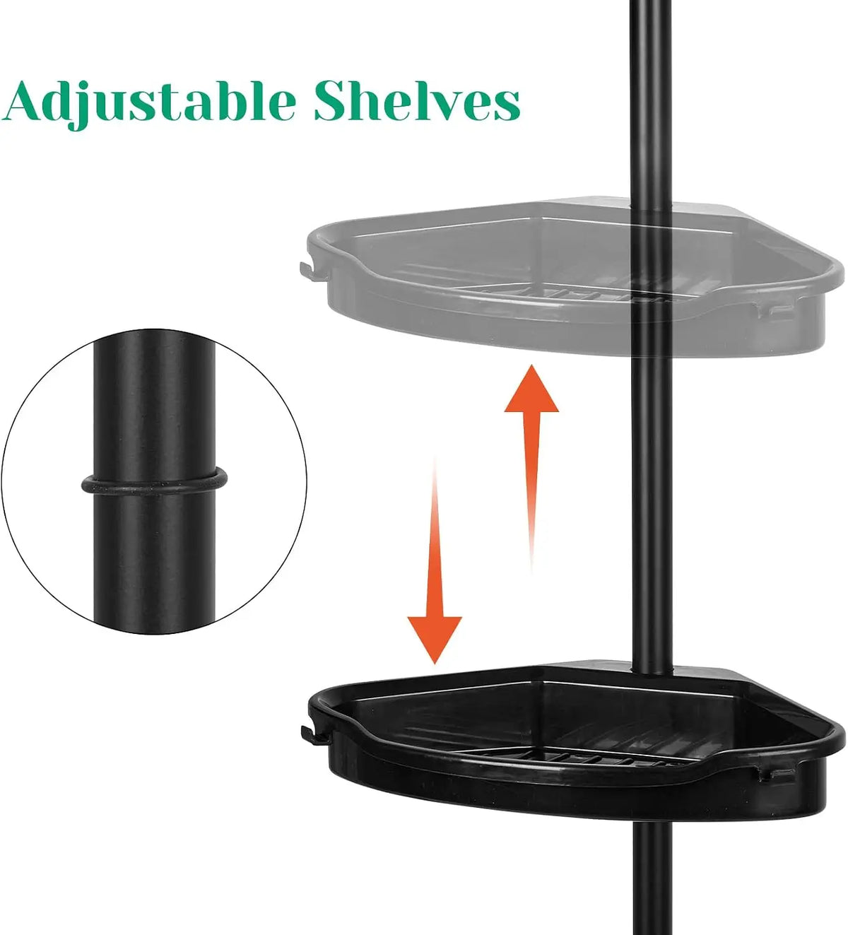 Four Tier Corner Shower Caddy Tension Pole Rustproof Organizer