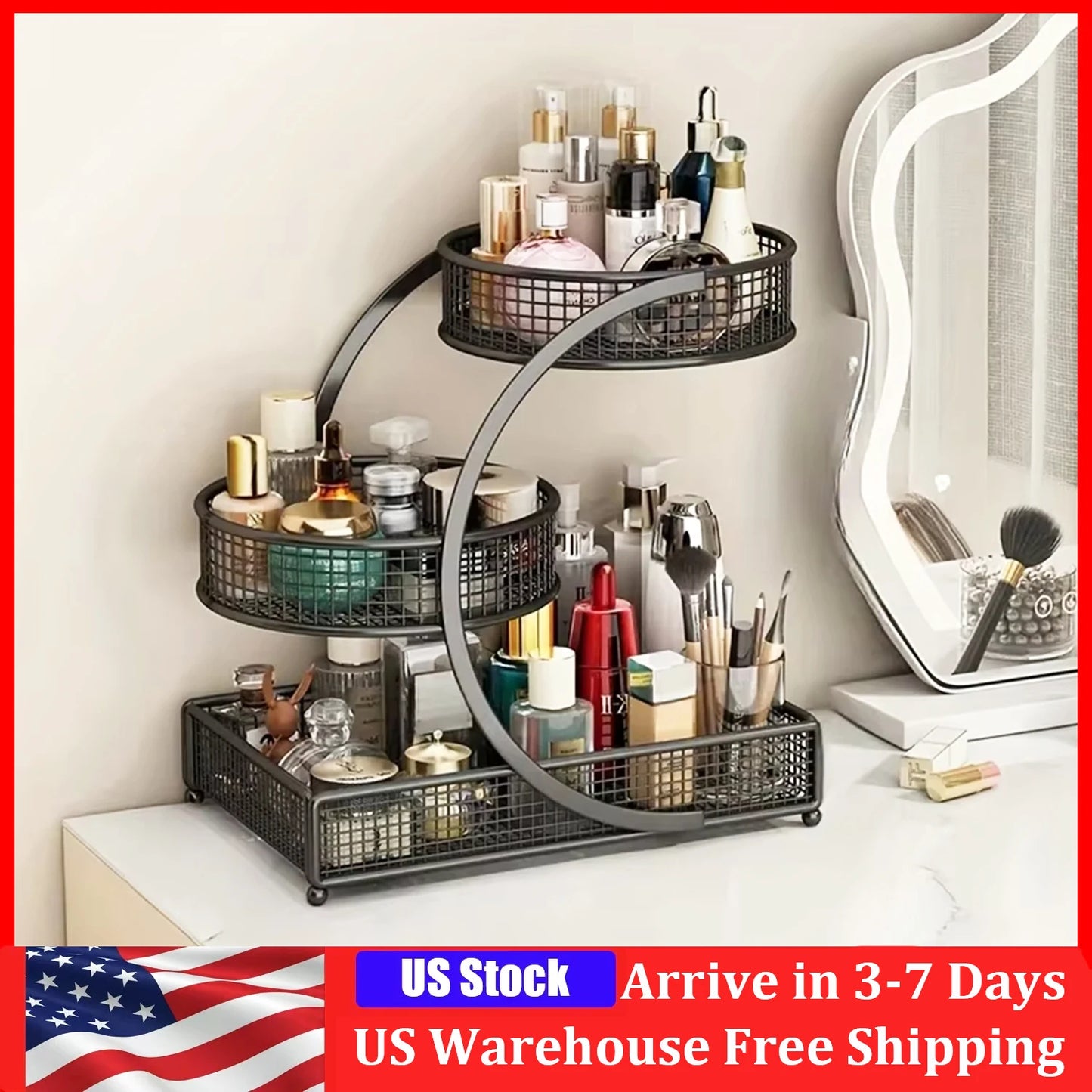 Multi Layer Desktop Makeup Storage Organizer For Skincare And Cosmetics
