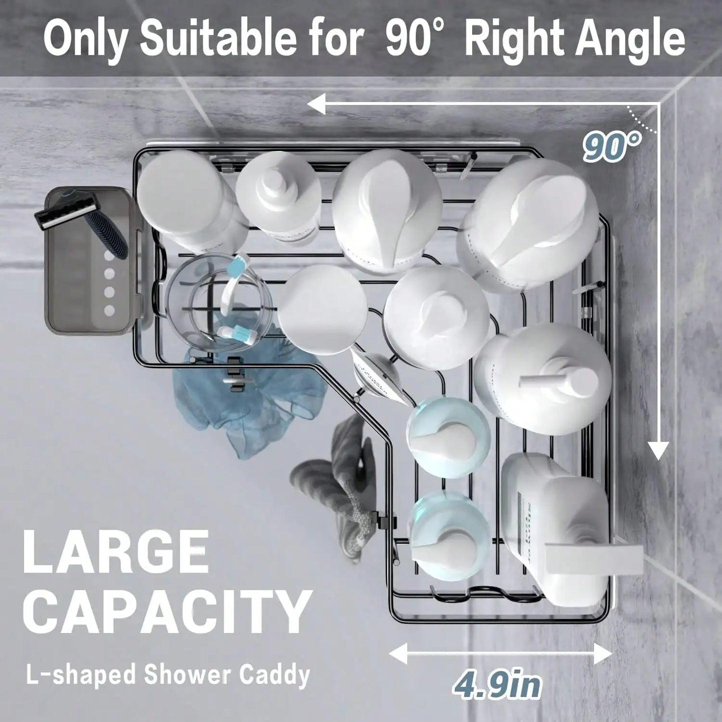 Corner Shower Caddy Adhesive, 2 Packs Shower Organizer With 2 PackSoap Holder And 12 Hooks, Rustproof Corner Shower Shelves, No Drilling Shower Shelf For Inside Shower Back To School