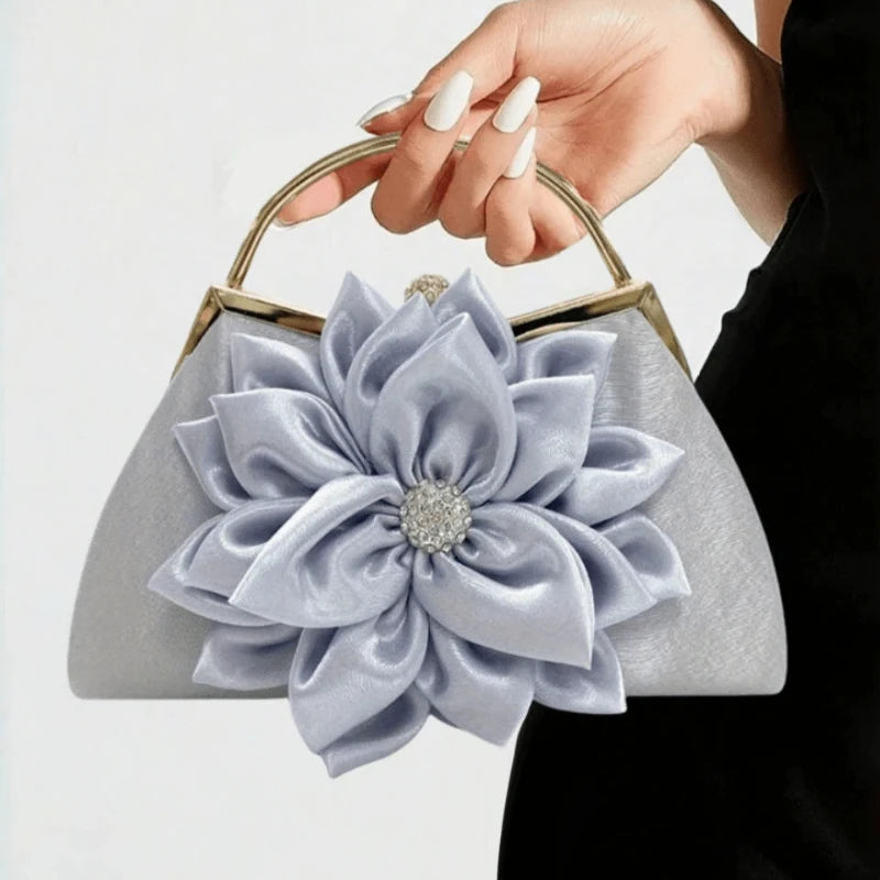 Elegant Women Silk Floral Evening Clutch Purse For Wedding Party