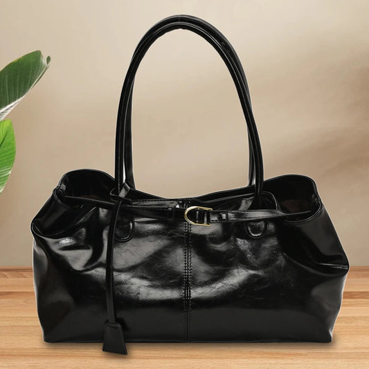 PU Leather Hobo Handbag Slouchy Top Handle Bag Fashion Work Bags Large Satchel Bag for Women Work Shopping Travel